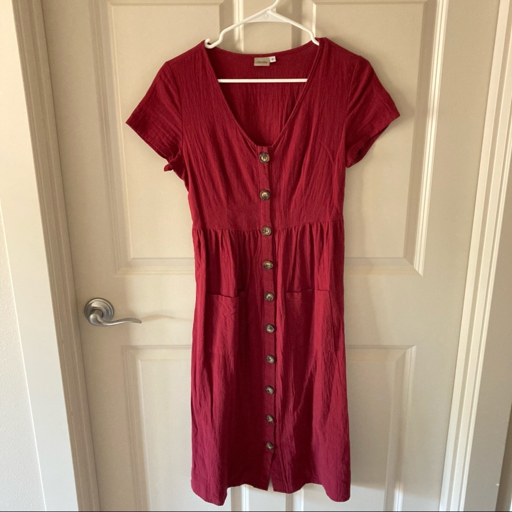Modest Burgundy Button Up Midi